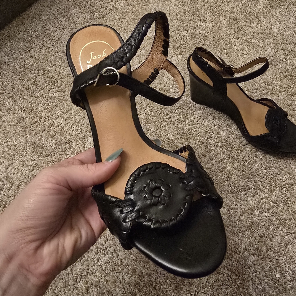 Jack Rogers Clare Black Wedge Size 7